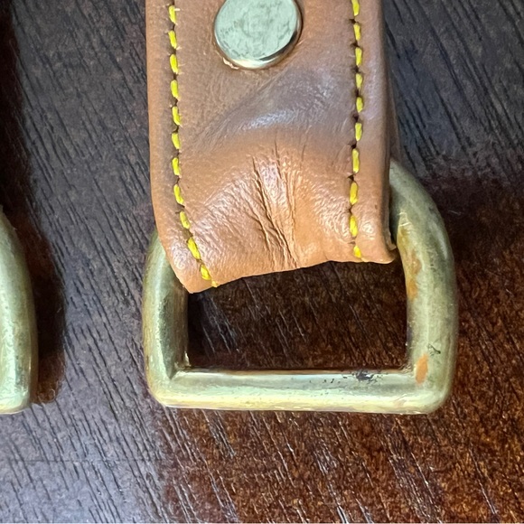 Vintage DOONEY & BOURKE Tan Leather Replacement Purse Strap w/ Brass D Rings - Picture 10 of 10